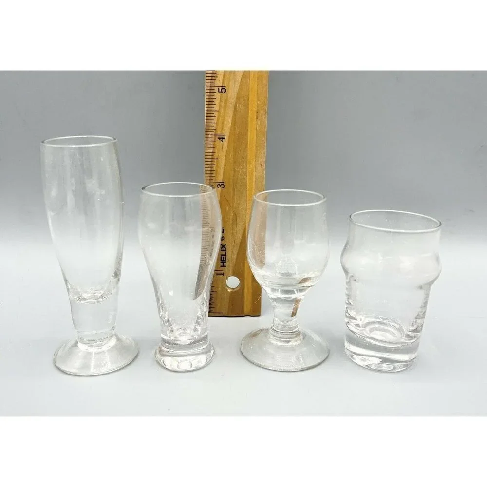 Set Of 4 Craft Beer Pub Shot Glasses Barware Classic Pint Shapes Brewery Box